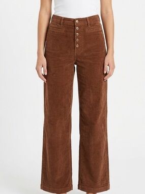 GAP High Stride High Rise Corduroy Wide-Leg Pants Button Front 27/4R